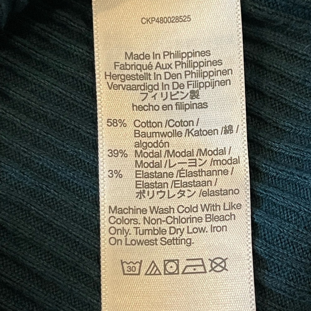 Madewell Ribbed Off-the-Shoulder Top, Teal Blue, Long Sleeve, Soft, Size Large, - Picture 6 of 13